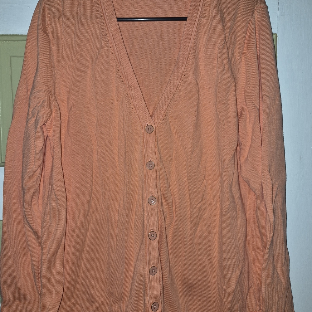 Talbots Peach Button-Front V-Neck Cardigan